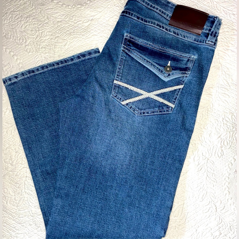 NWOT Men's TK Axel Nantckt Slim Bootcut Denim Jeans Size 36x32